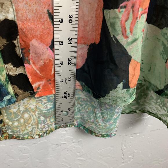 John Mark Shirt Womens Medium Multi Geometric Floral Patchwork Button Up Boho - Picture 5 of 8
